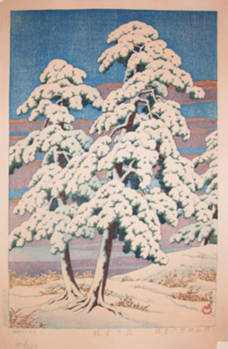 Hasui Kawase - Pine Tree After Snow