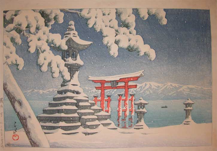 Hasui Kawase - Itsukushima in Snow