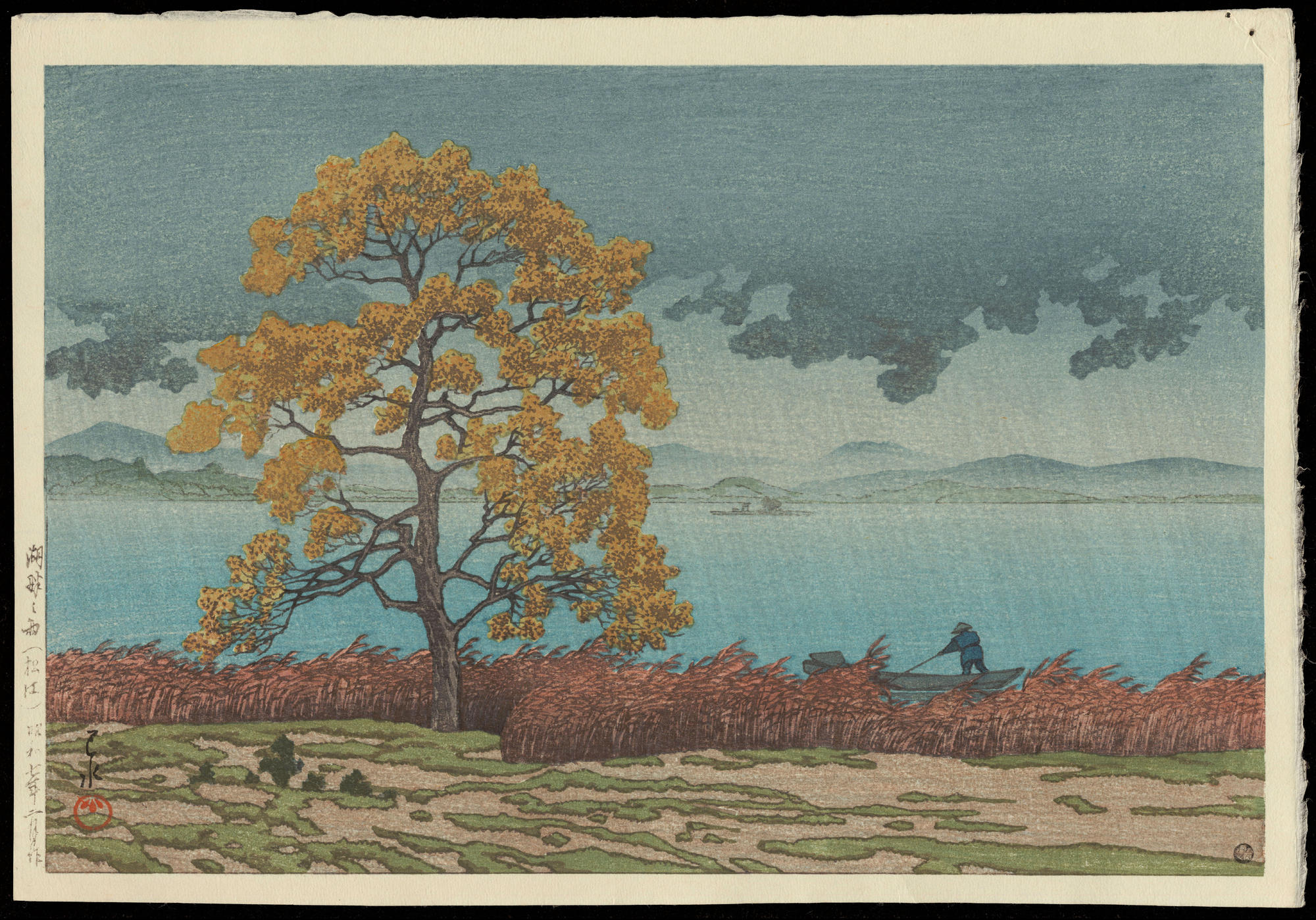 Hasui Kawase - Rain on Lake Matsue – 湖畔の雨