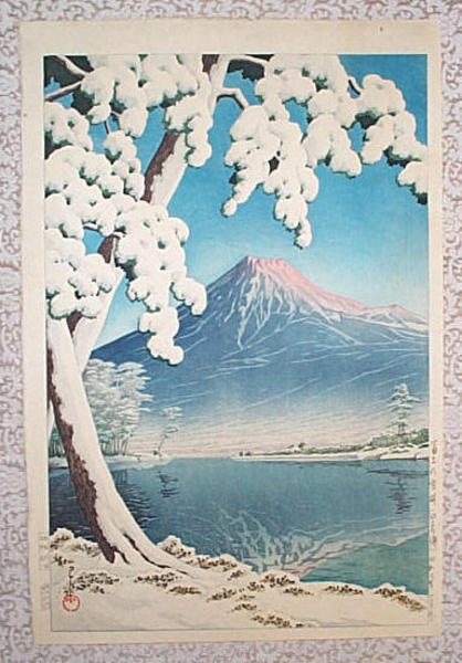 Hasui Kawase - Mt Fuji After Snow at Tagonoura Bay — 富士の雪渓(田子の浦