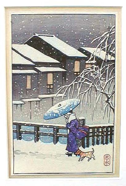 Hasui Kawase - Unknown, snow dog