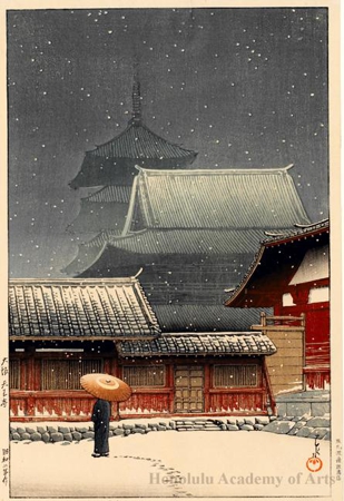 Hasui Kawase - Tennö Temple, Ösaka