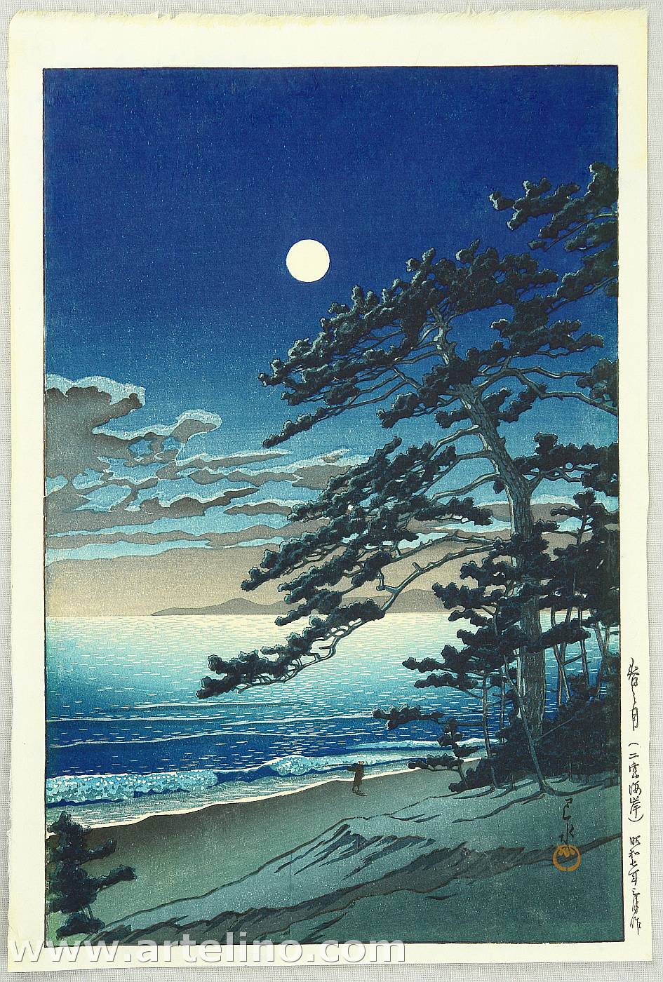 Hasui Kawase - Spring Moon at Ninomiya