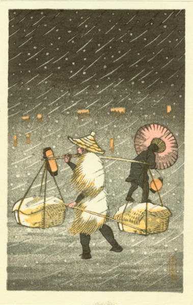 Hasui Kawase - Peddler in the Snow