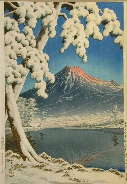 Hasui Kawase - Mt. Fuji Clear After Snow, Tagonoura