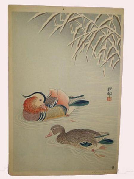 Ohara Koson - Mandarin Ducks in Snow