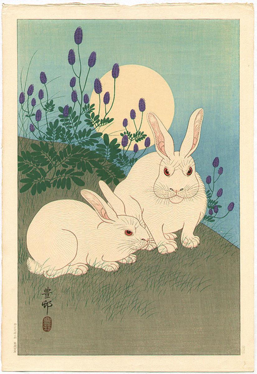 Ohara Koson - Two Rabbits and Sun