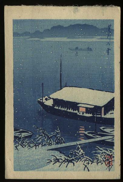 Hasui Kawase - Snow on the Arakawa River — Arakawa no Yuki