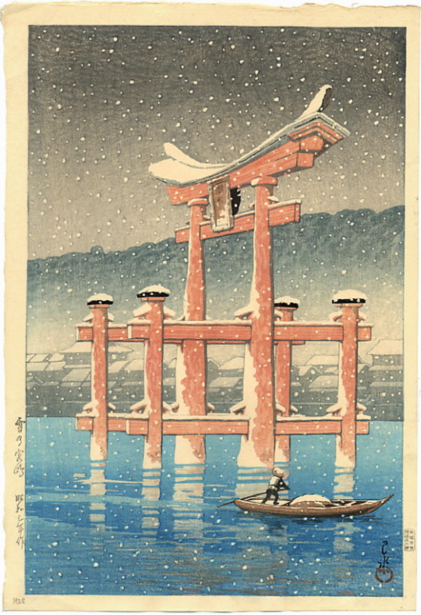 Hasui Kawase - Snow at Miyajima