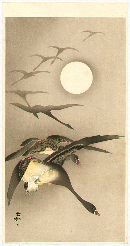 Ohara Koson - Geese and the Moon