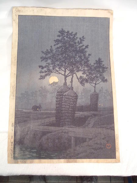 Hasui Kawase - Full Moon at Gamo