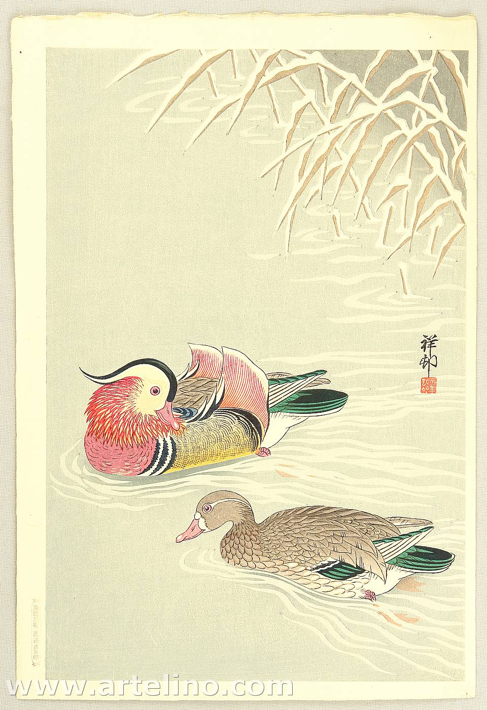 Ohara Koson - Mandarin Ducks in Snow
