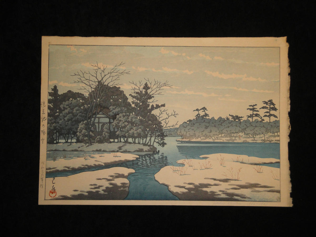 Hasui Kawase - Lingering Snow at Sensoko Pond