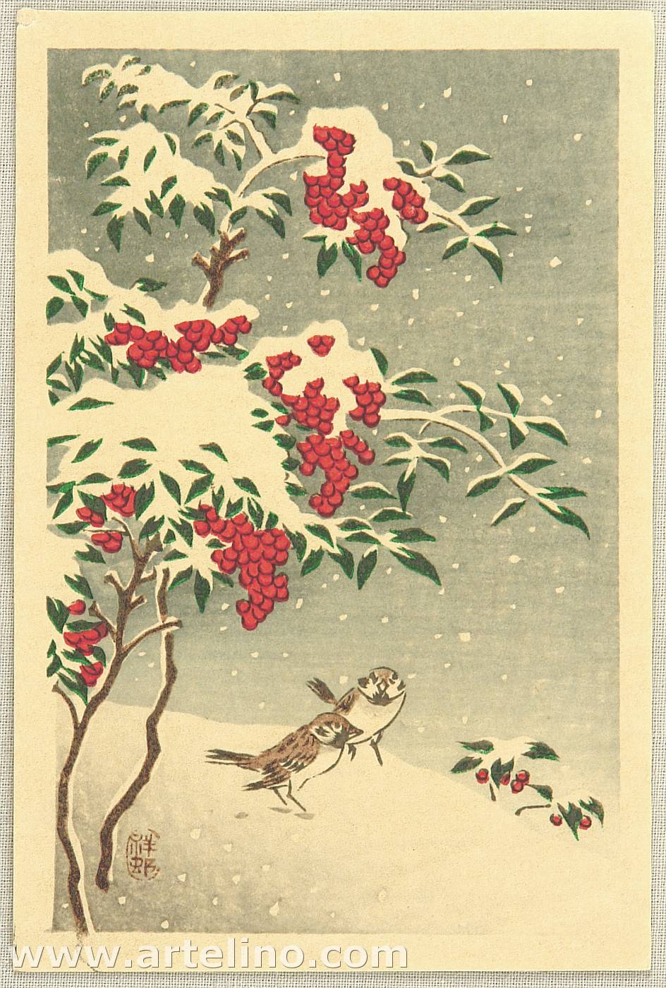 Ohara Koson - Sparrows in Snow