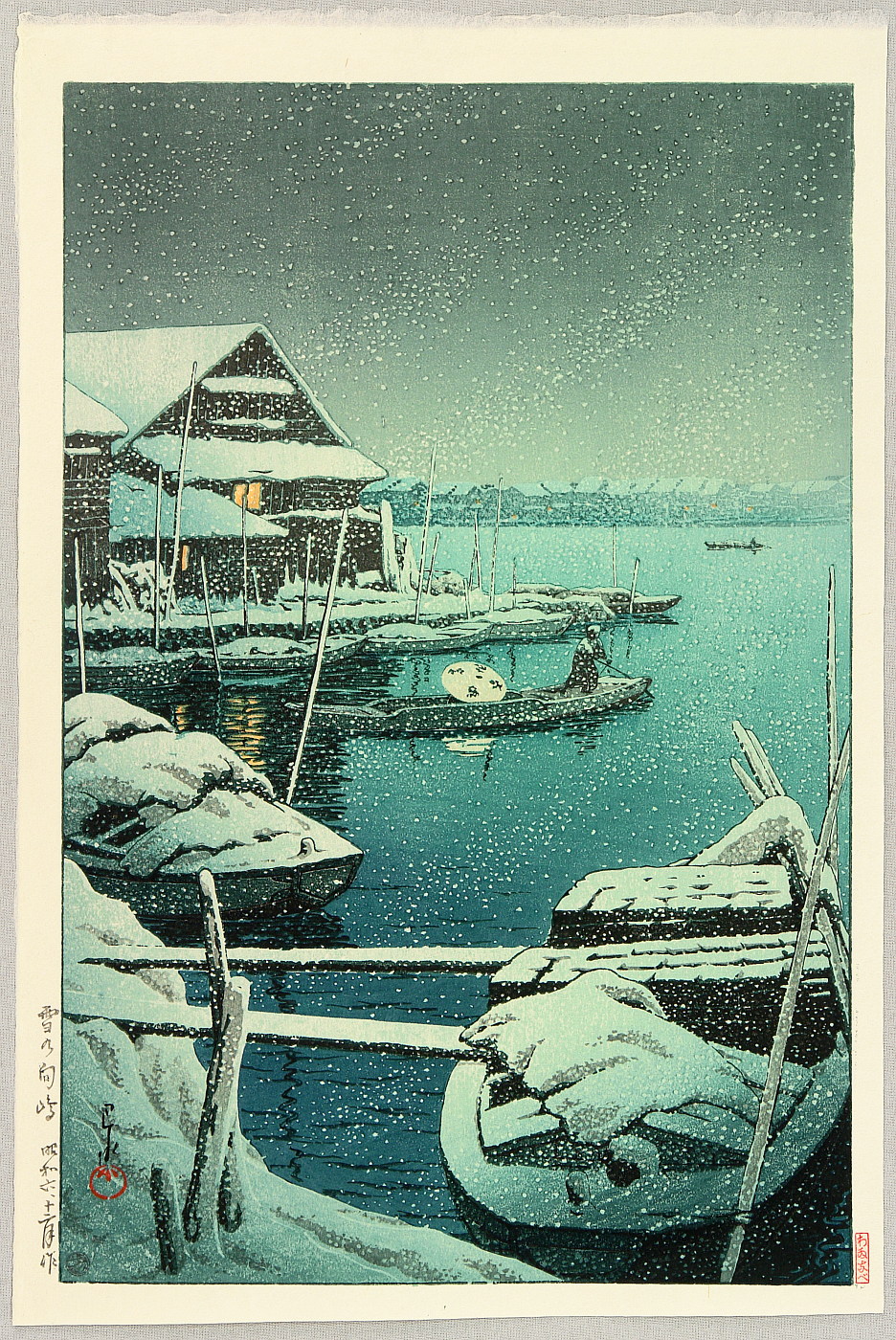 Hasui Kawase - Snow at Mukojima