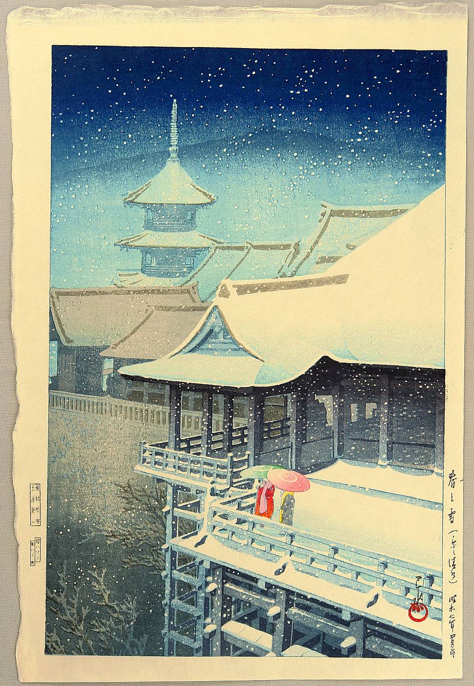 Hasui Kawase - Spring Snow at KiyomizuTemple