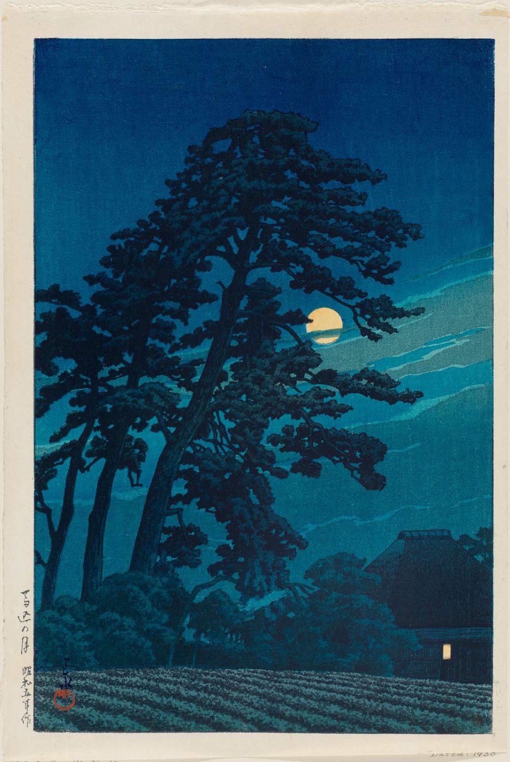 Hasui Kawase - Moon at Magome (Magome no tsuki), from the series Twenty Views of Tokyo (Tôkyô nijûkei )