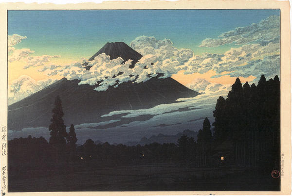 Hasui Kawase - Fuji near Susono, Evening