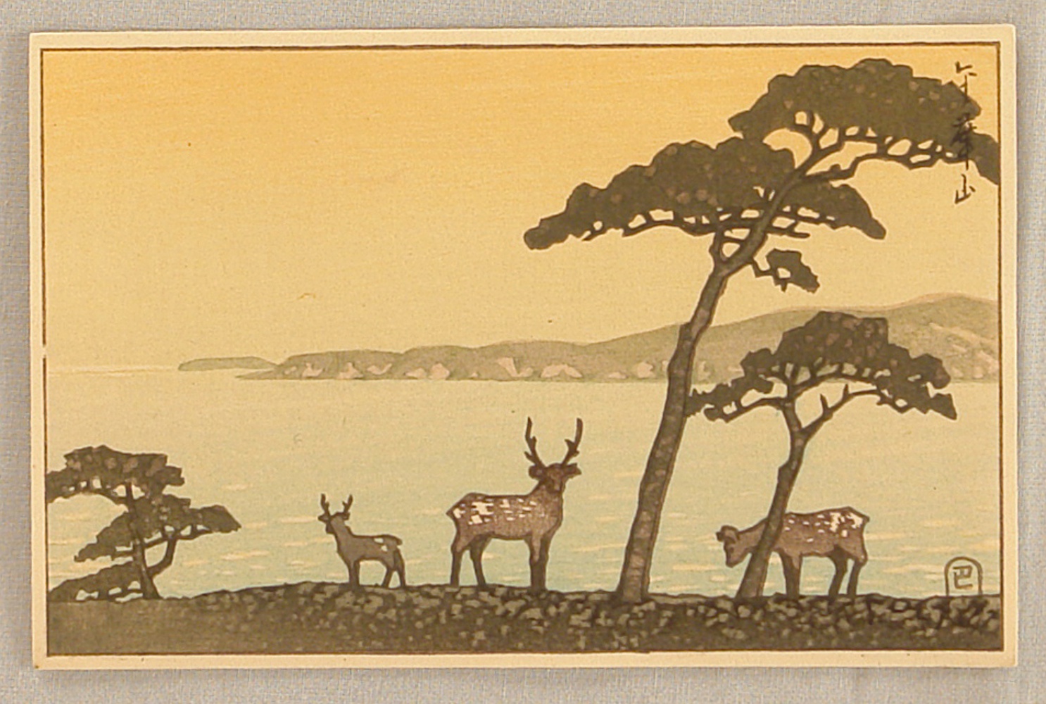 Hasui Kawase - Deer on a Beach