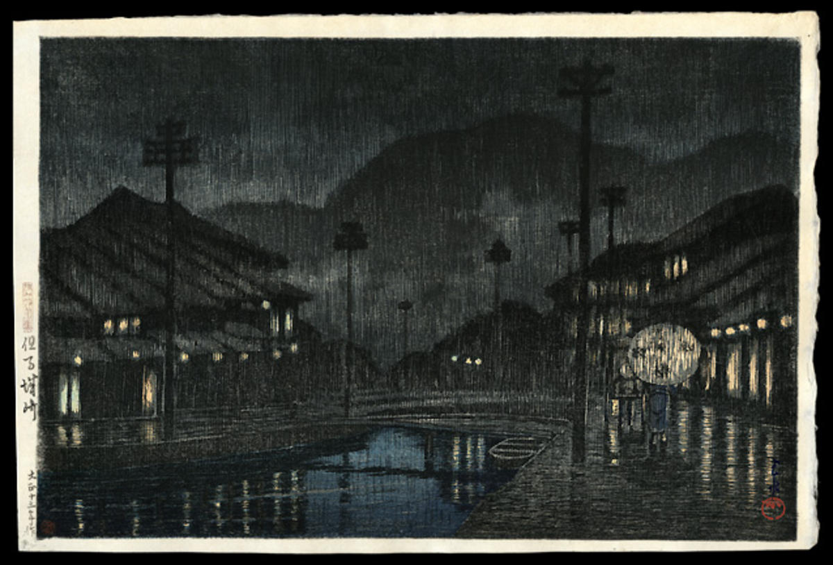 Hasui Kawase - Shirozaki in Tajima district- Kinosaki