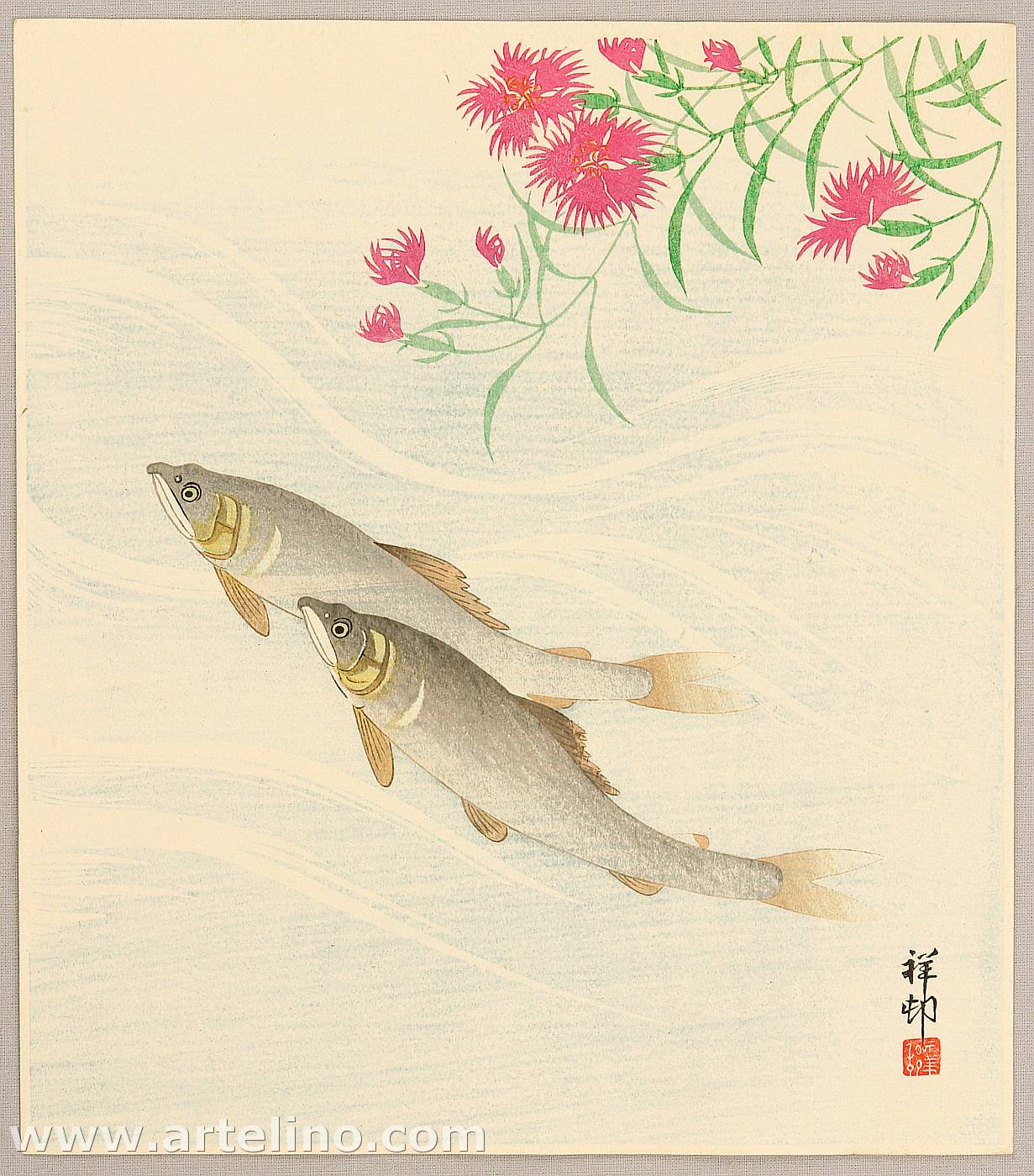 Ohara Koson - Trouts and Wild Pink