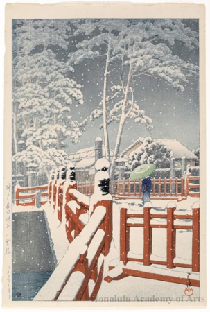 Hasui Kawase - Yakumo Bridge at the Nagata Shrine, Kobe