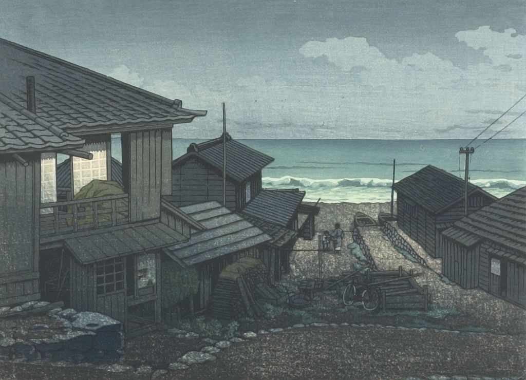 Hasui Kawase - Cloudy Day in Mito: Woodblock Version, Shôwa period, dated 1946