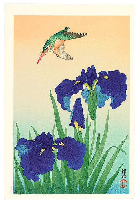 Ohara Koson - Iris and Kingfisher