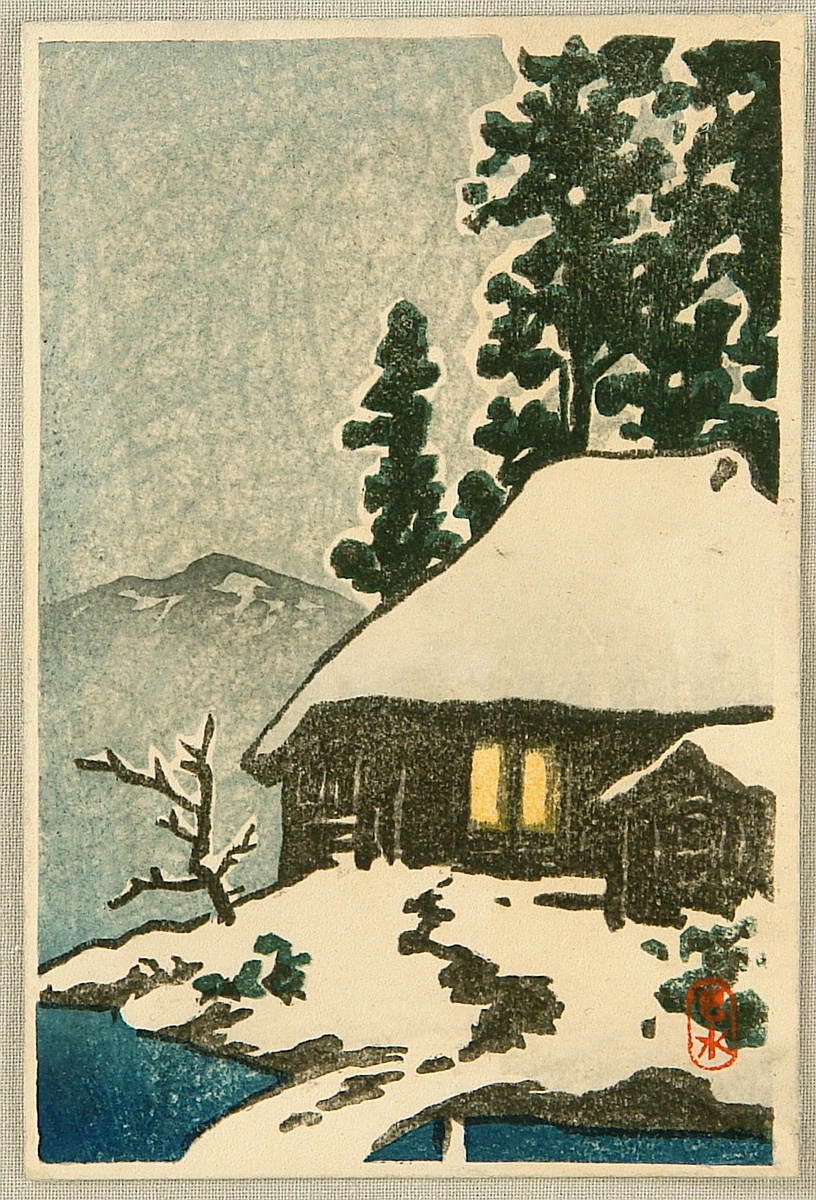 Hasui Kawase - Snowy Village House