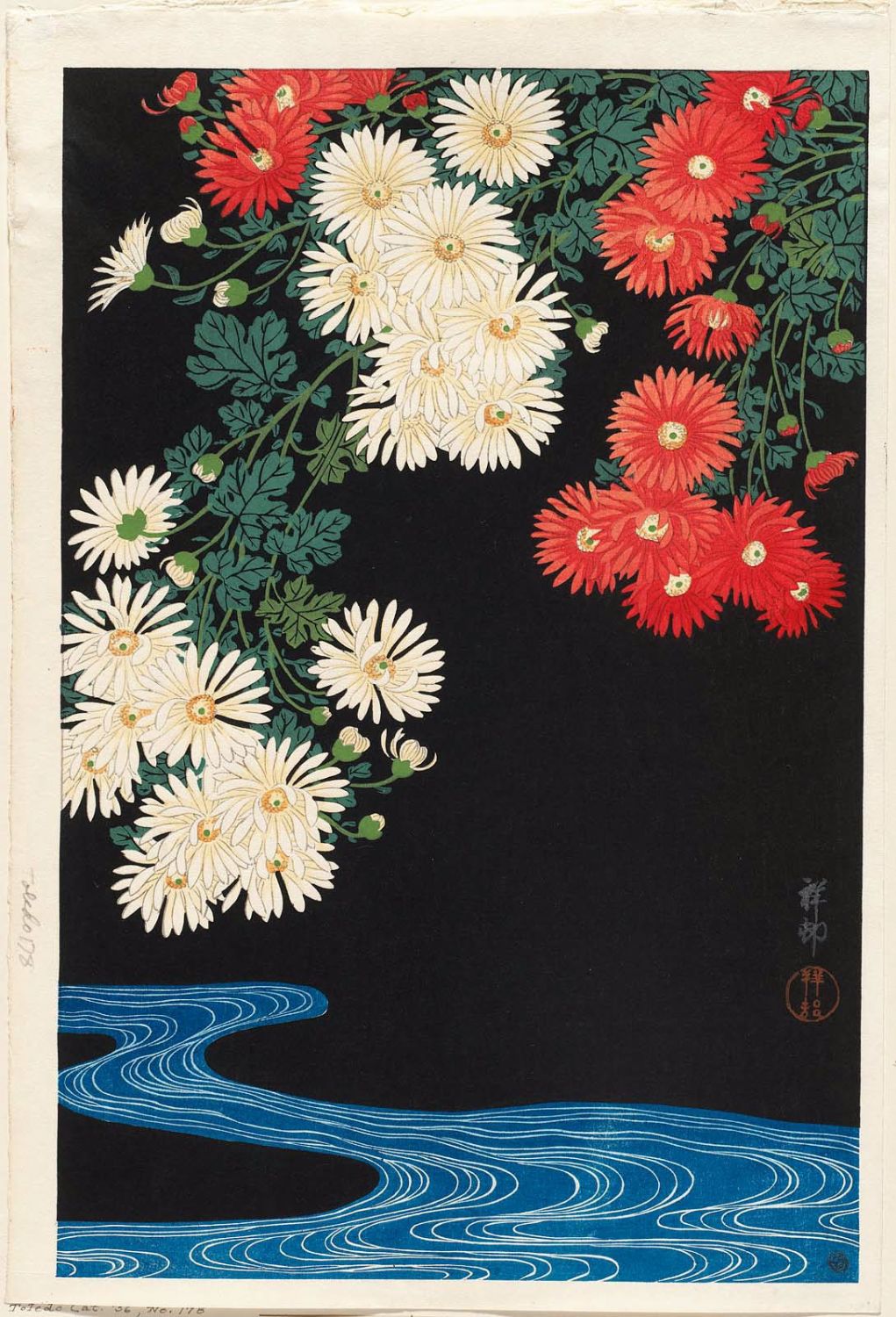 Ohara Koson - Chrysanthemums and Running Water