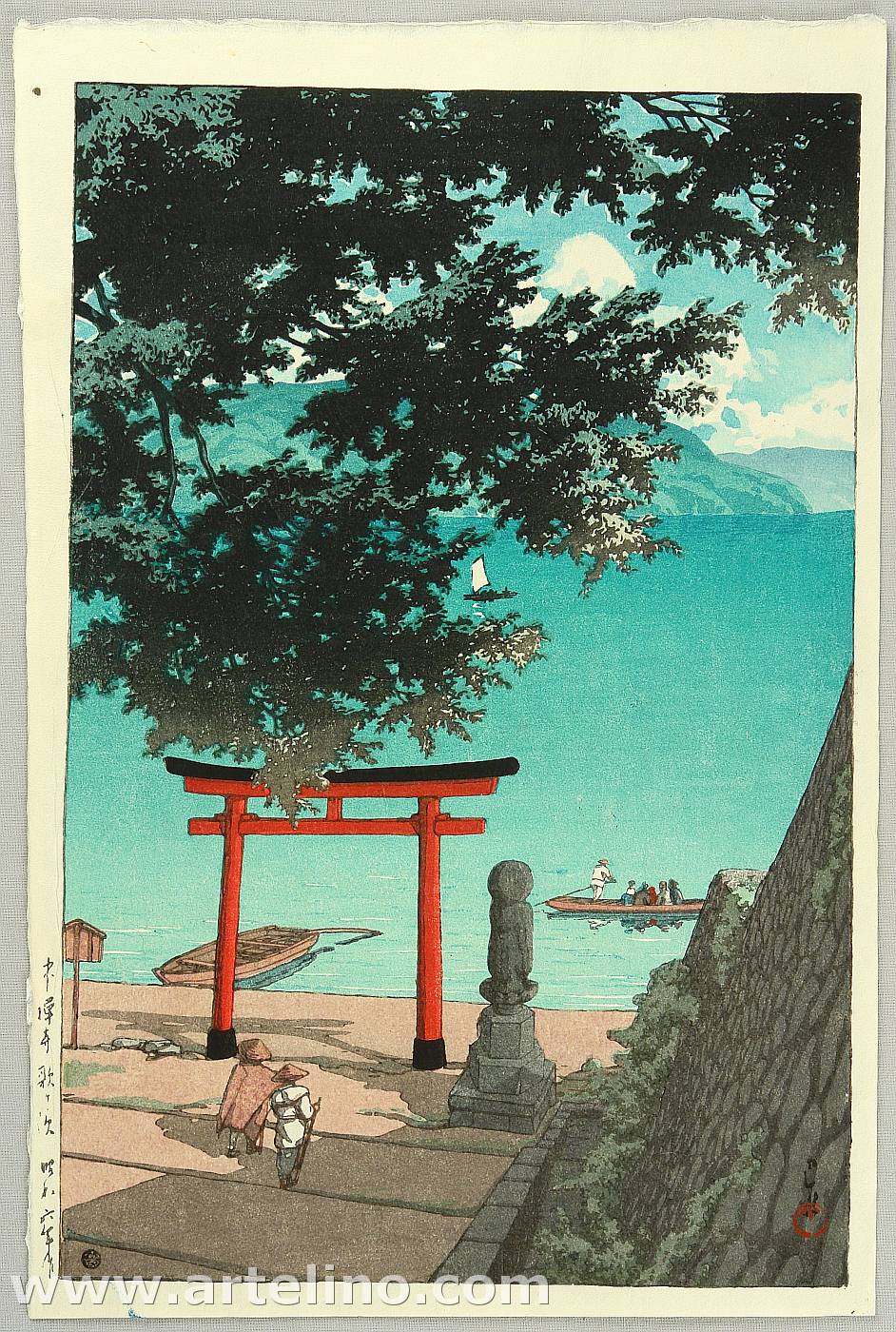 Hasui Kawase - Chuzenji Temple at Utagahama Beach