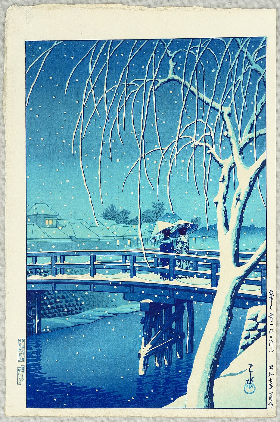 Hasui Kawase - Evening Snow, Edo River – Blue Version