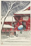 Hasui Kawase - Snow at Kiyomizu Hall in Ueno