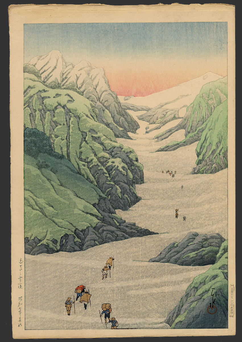 Hasui Kawase - Snow valley of Mount Hakuba