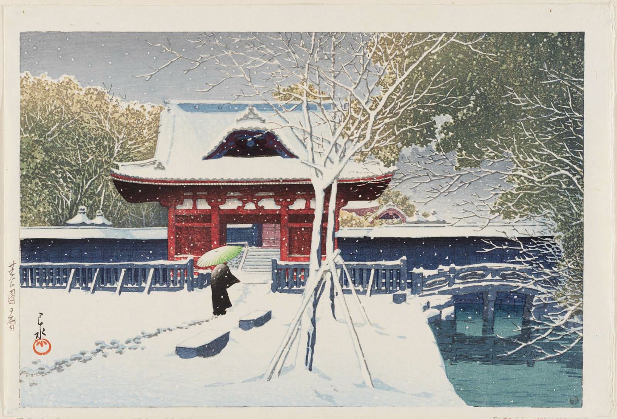 Hasui Kawase - Snow at Shiba Park, Tokyo (Shiba kôen no yuki)