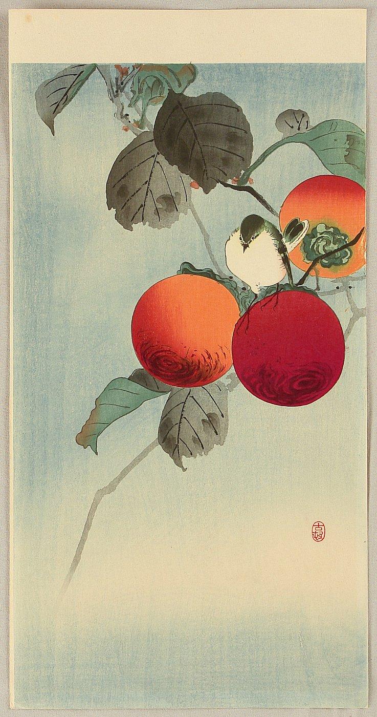 Ohara Koson - Nuthatch on Persimmon