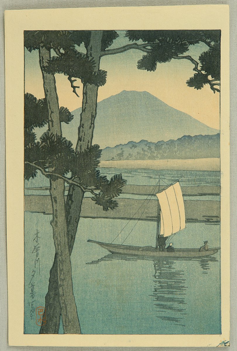 Hasui Kawase - Boat on Kiso River