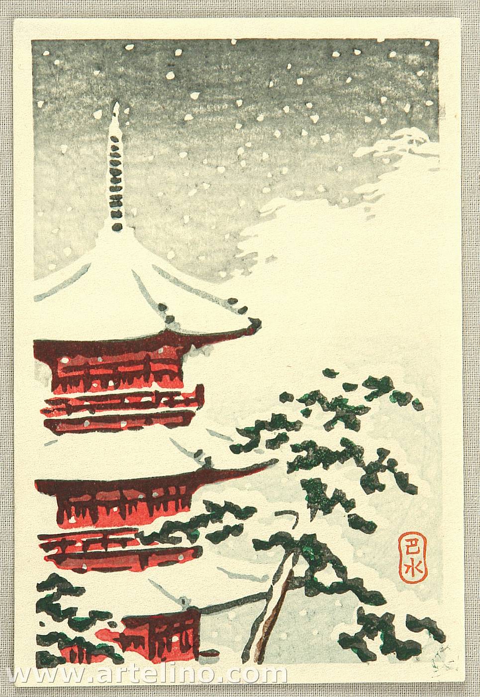 Hasui Kawase - Red Pagoda