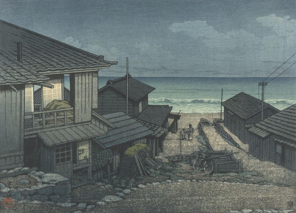 Hasui Kawase - Cloudy Day in Mito: Woodblock Version, Shôwa period, dated 1946