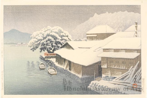 Hasui Kawase - Ishinomaki in the Snow