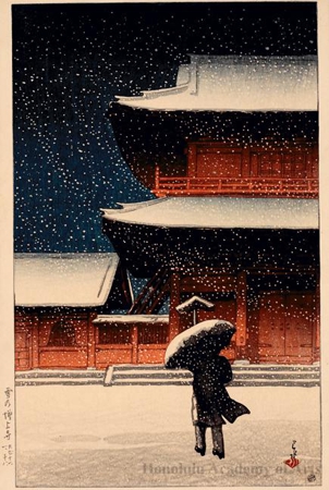 Hasui Kawase - Snow at Zöjö Temple