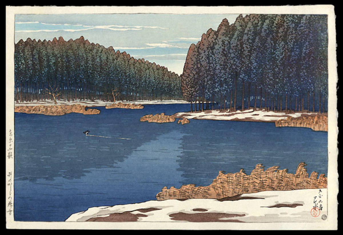 Hasui Kawase - Lingering Snow at Inokashira