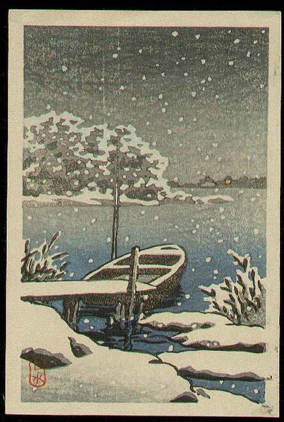 Hasui Kawase - Boat Snow