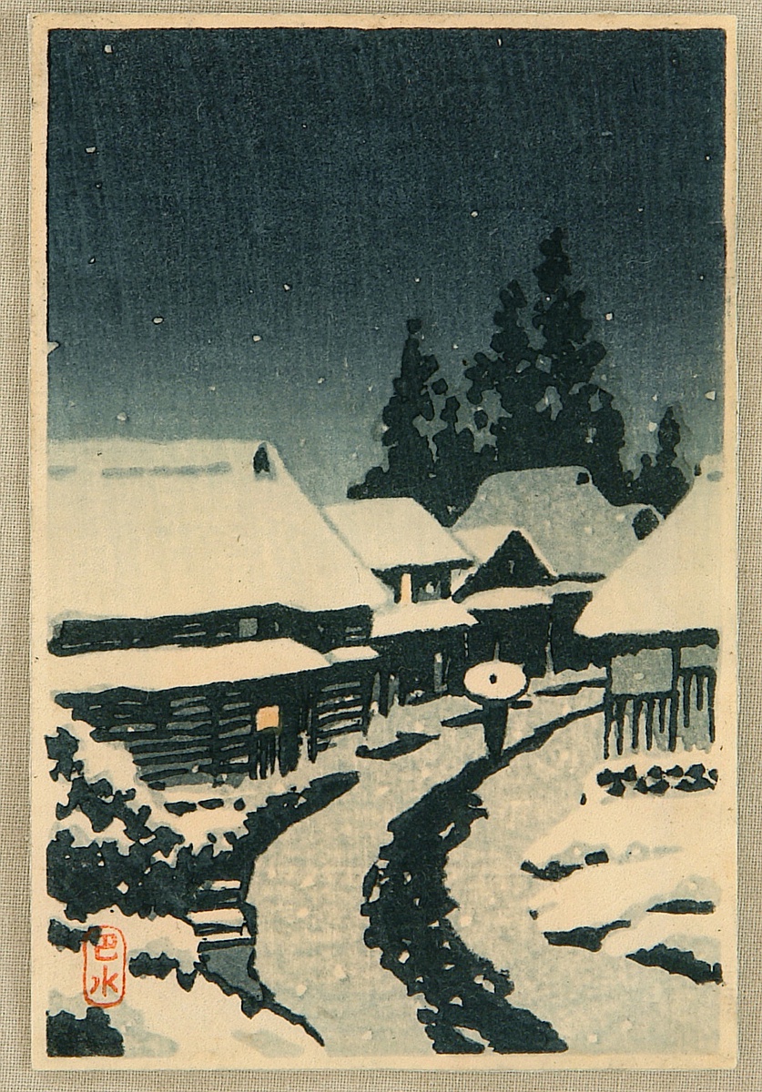 Hasui Kawase - Snowy Street – Terajima