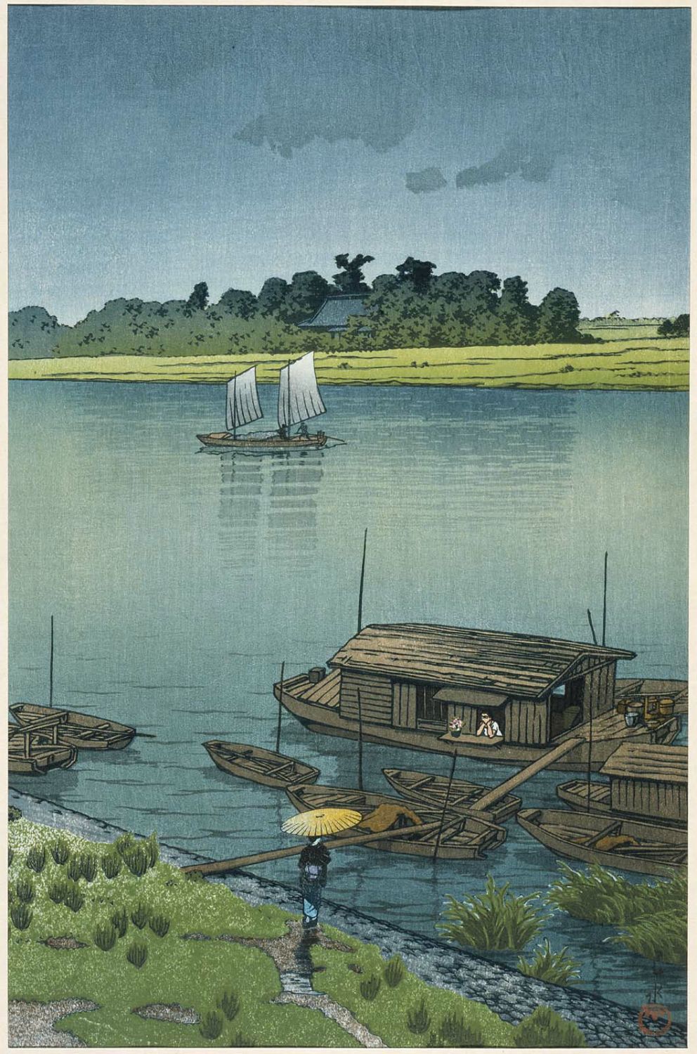 Hasui Kawase - Early Summer Rain, Arakawa (Samidare [Arakawa])