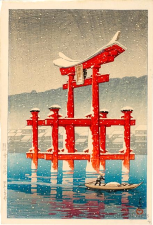 Hasui Kawase - Snow on Miyajima