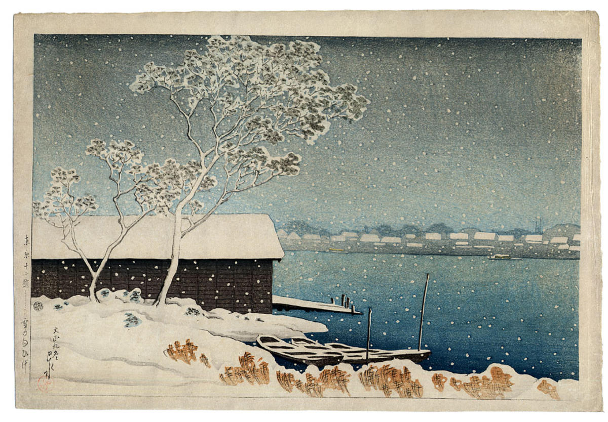 Hasui Kawase - Snow at Shirahige Bridge