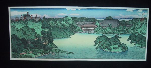 Hasui Kawase - Panoramic view of Iwasaki Family Villa — 大泉水の全景