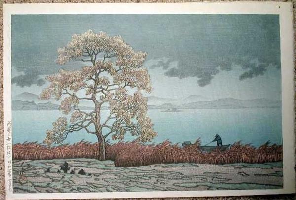 Hasui Kawase - Rain on Lake Matsue — 湖？の雨（松江）