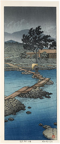 Hasui Kawase - Rain at Shiobara Hataori (Shiobara Hataori no Ume)